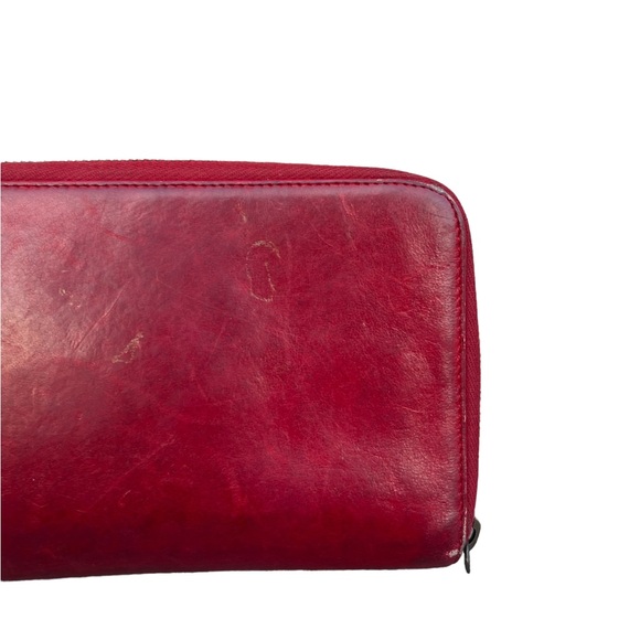 Balenciaga Long Zip Around Red Wallet Distressed Moto Style Vintage Used - Picture 8 of 16